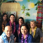 Dental team members wearing Hawaiian shirts